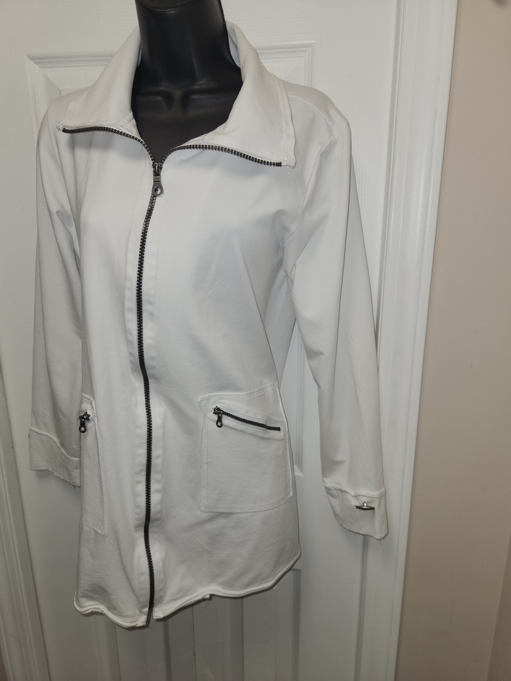 🍉Neon Buddha White Zip-Front Jacket.